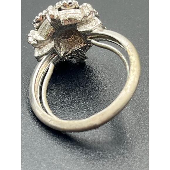 Avon‎ Vintage 1974 Blue Glass Crystal Moonglow Magic Cluster Flower Ring ADJ 5.5 - Picture 4 of 8